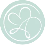 Rundes Icon mit stilisierter Figur und Hand – Symbol für Gesundheit, Heilung.